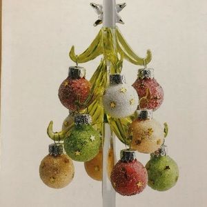 Glass Holiday Tree w/ Removable Ornaments